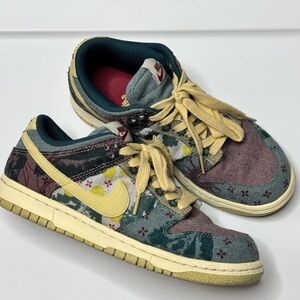 Nike Dunk Low Community Garden Sneakers Mens Size 5.5 Lemon Canvas Lace Up